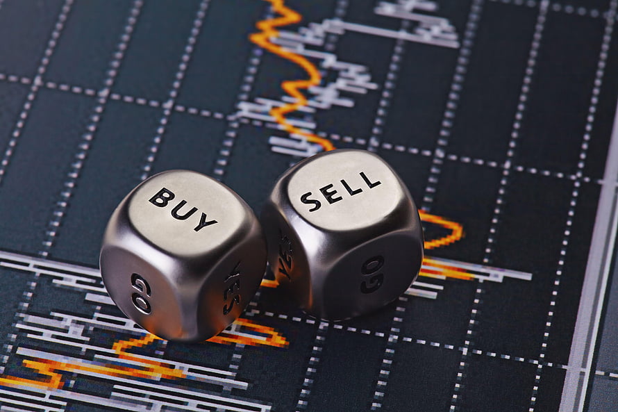 Forex Trading Risk: Buy and Sell Dice on Financial Market Chart HD wallpaper