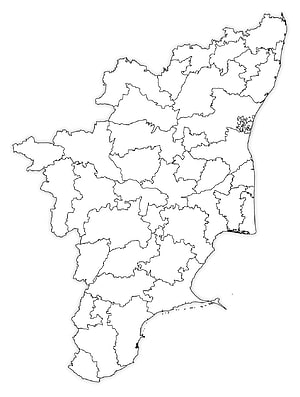 Tamil Nadu State Administrative Districts Outline Map HD phone wallpaper