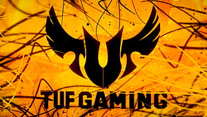 Asus TUF Gaming Logo on Fiery Orange Grunge Background HD wallpaper