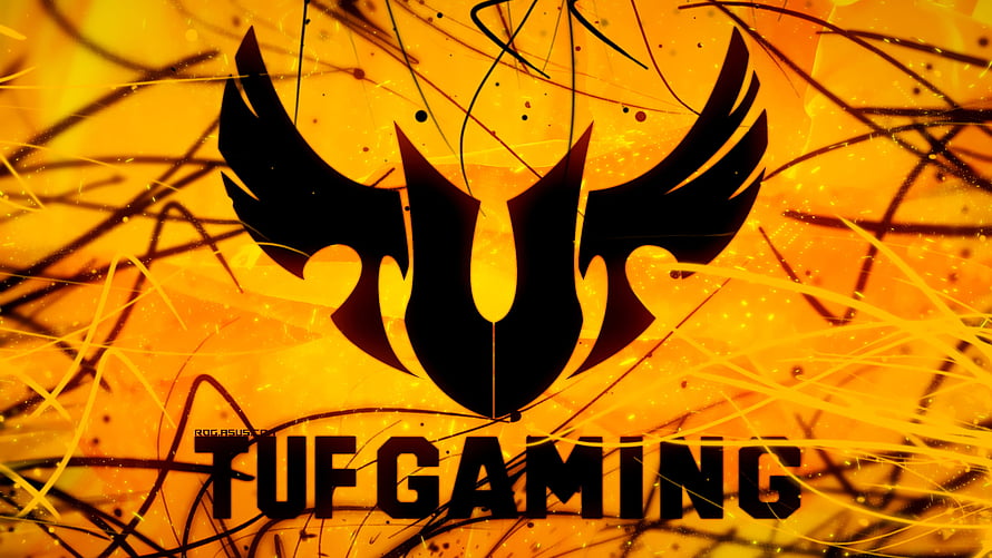 Asus TUF Gaming Logo on Fiery Orange Grunge Background HD wallpaper