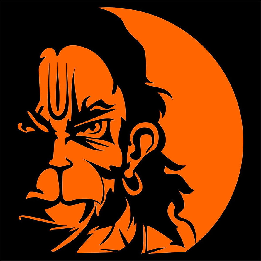 Hanuman Silhouette Portrait With Crescent Moon In Orange And Black, Bajrang Dal, dangerous hanuman HD phone wallpaper