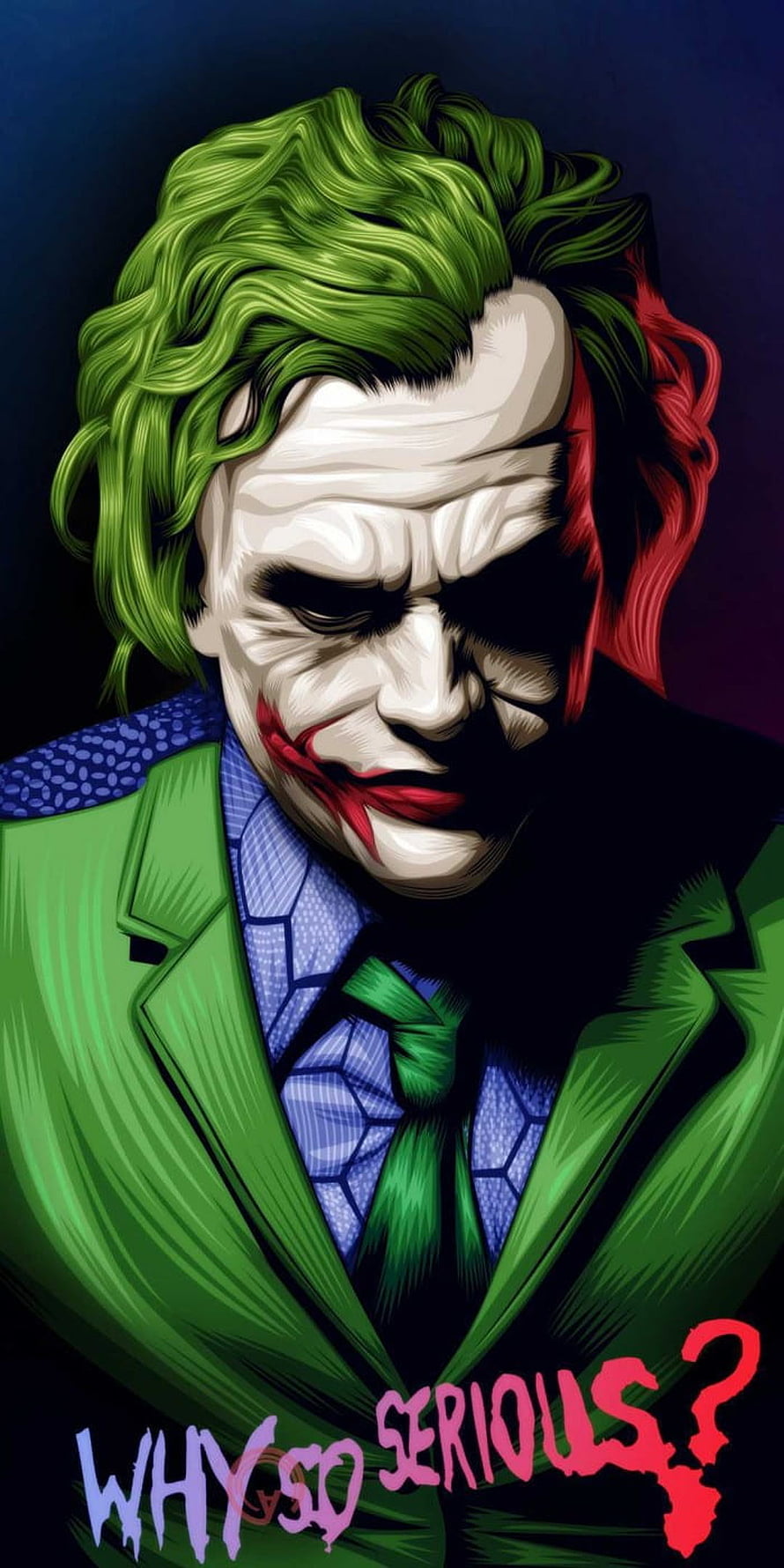 Joker Why So Serious Digital Art Portrait with Green Suit and Red Lips HD phone wallpaper