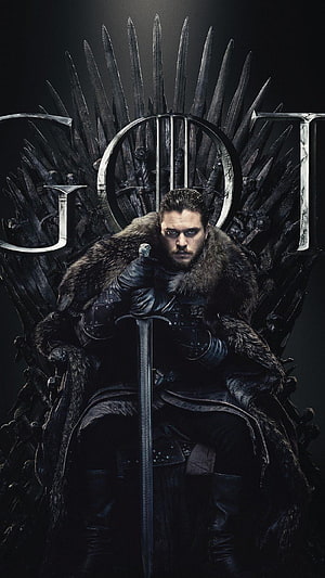Jon Snow Seated on the Iron Throne Holding a Sword in Game of Thrones HD phone wallpaper