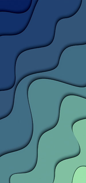 Layered Paper Cut Abstract Waves in Deep Blue and Mint Green Tones HD phone wallpaper