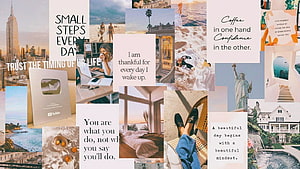Summer Vision Board Collage Featuring Inspirational Quotes, Travel Landmarks, and Lifestyle Aesthetic HD wallpaper