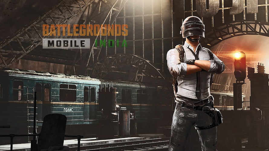 Battlegrounds Mobile India Soldier at Train Station with Helmet and Tactical Gear HD wallpaper