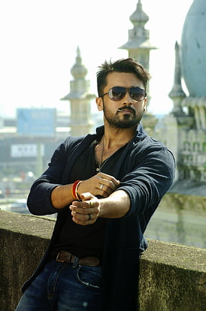 Raju Bhai from Khatarnak Khiladi 2 in a stylish rooftop pose with sunglasses and a confident expression HD phone wallpaper