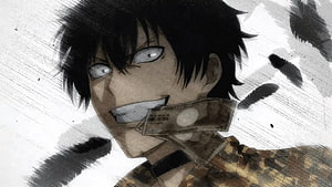 Yuuichi from Tomodachi Game with money in mouth in gritty monochrome anime style HD wallpaper