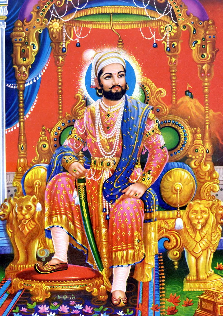 Chhatrapati Shivaji Maharaj Seated on Royal Throne in Traditional Attire HD phone wallpaper
