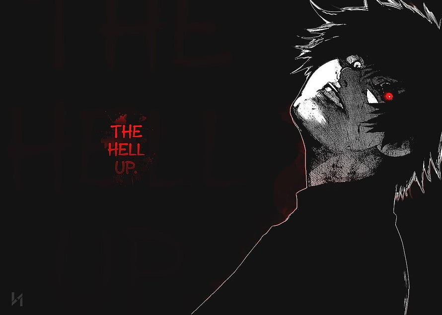 Tokyo Ghoul Kaneki Ken Profile with Red Eye and Dark Horror Aesthetic HD wallpaper