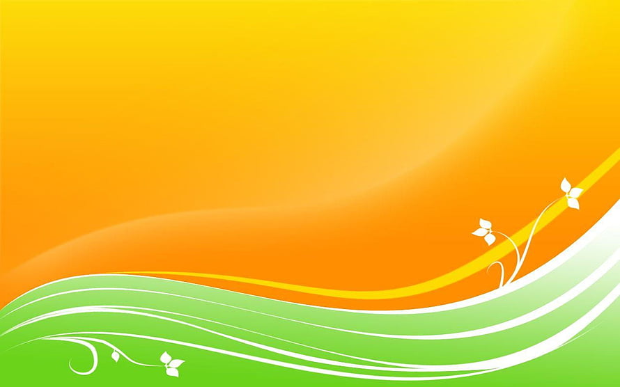 Vibrant Orange and Green Abstract Wave Design with Floral Accents HD wallpaper
