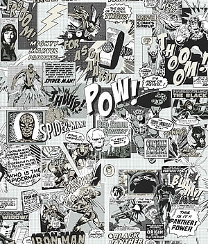Black and White Marvel Comics Collage Featuring Spider-Man, Thor, Iron Man, Captain America, and Black Panther HD phone wallpaper