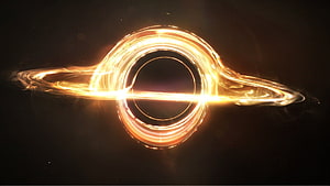 Gargantua Black Hole from Interstellar with Glowing Accretion Disk HD wallpaper
