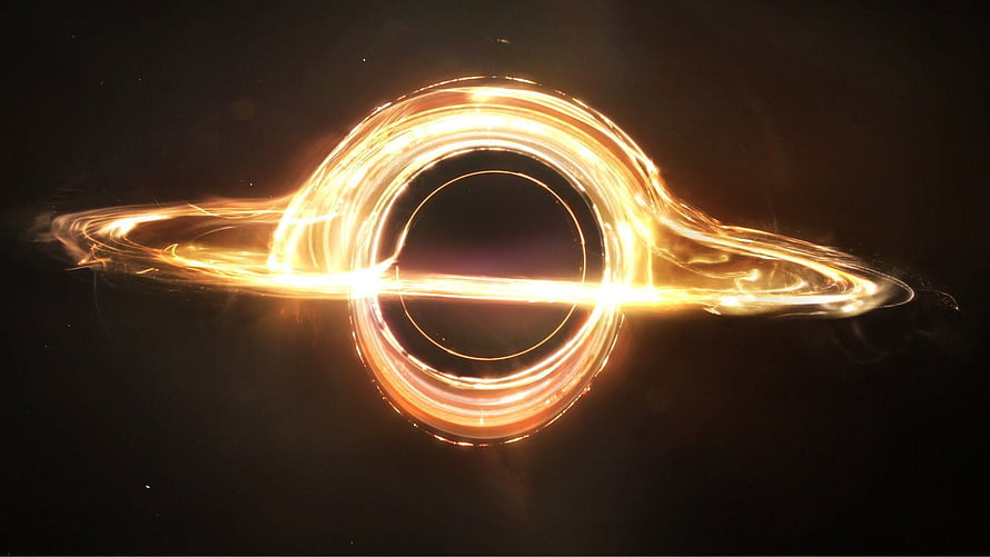Gargantua Black Hole from Interstellar with Glowing Accretion Disk HD wallpaper