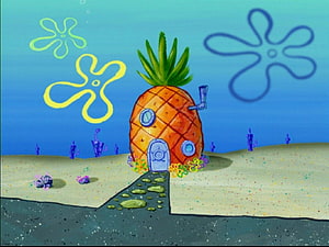 SpongeBob SquarePants Pineapple House Underwater Scene HD wallpaper
