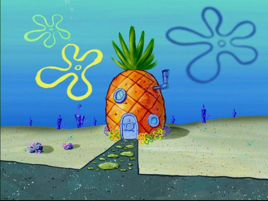 SpongeBob SquarePants Pineapple House Underwater Scene HD wallpaper