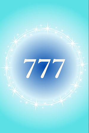 777 Angel Number Wallpaper with Sparkling Star Ring and Soft Blue Gradient Background HD phone wallpaper
