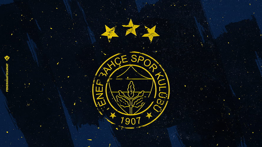 Fenerbahce Spor Kulubu Emblem With Three Stars On Dark Blue Grunge Background HD wallpaper