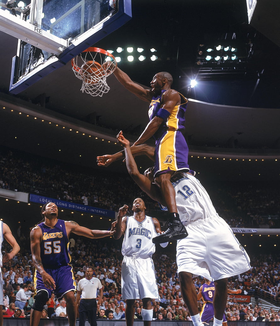 Kobe Bryant Los Angeles Lakers Dunk Over Orlando Magic Defender HD phone wallpaper
