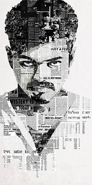 Kaththi Vijay Newspaper Collage Portrait Art HD phone wallpaper
