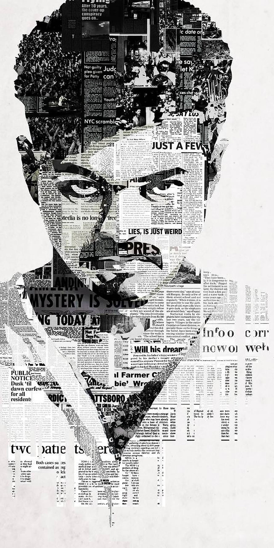 Kaththi Vijay Newspaper Collage Portrait Art HD phone wallpaper