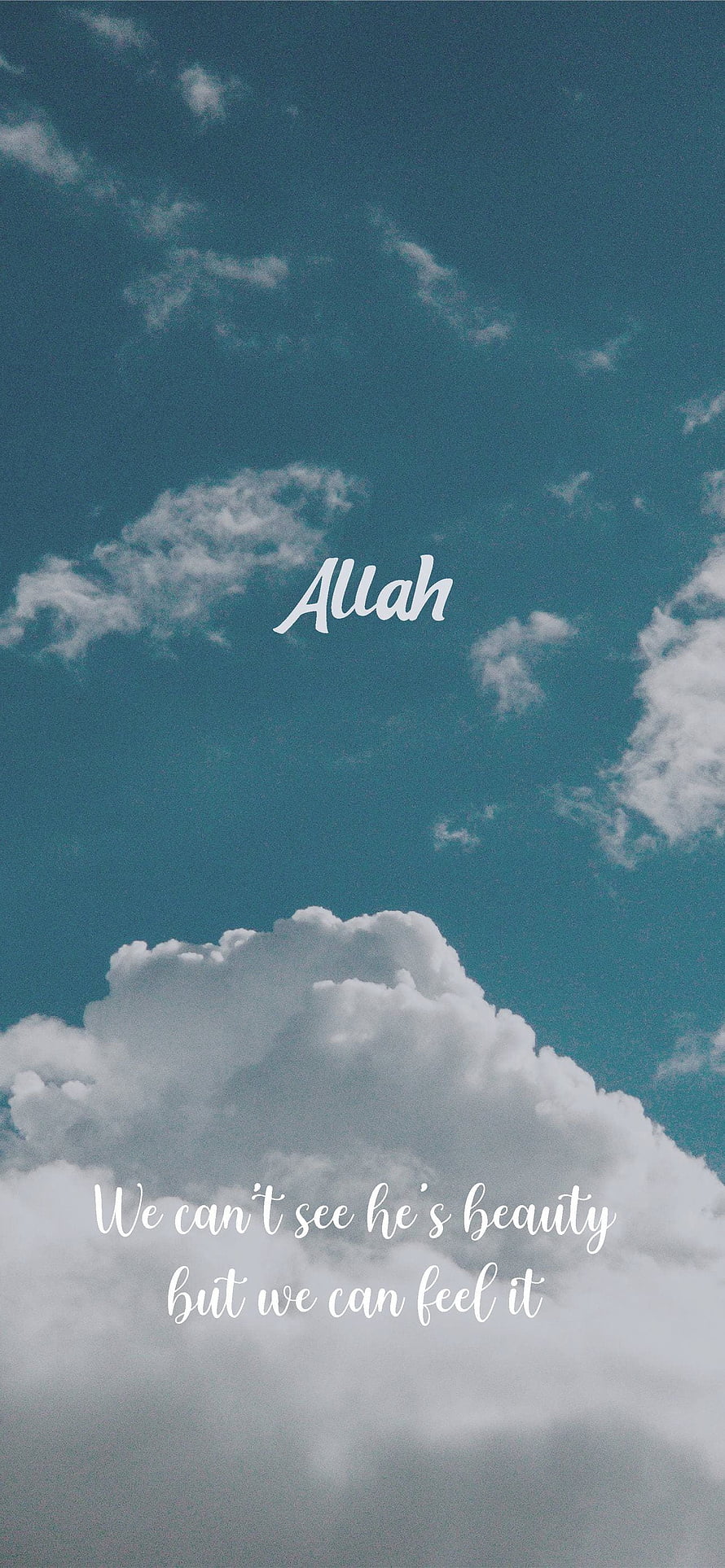 Serene Blue Sky and Clouds with Islamic Faith Quote About Allah HD phone wallpaper