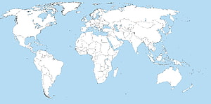 Minimalist Blank World Map with Country Borders on Light Blue Background HD wallpaper