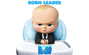 The Boss Baby Character in a Business Suit Sitting in a High Chair HD wallpaper