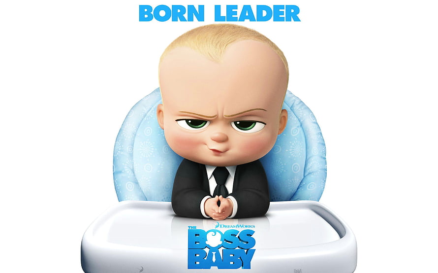 The Boss Baby Character in a Business Suit Sitting in a High Chair HD wallpaper