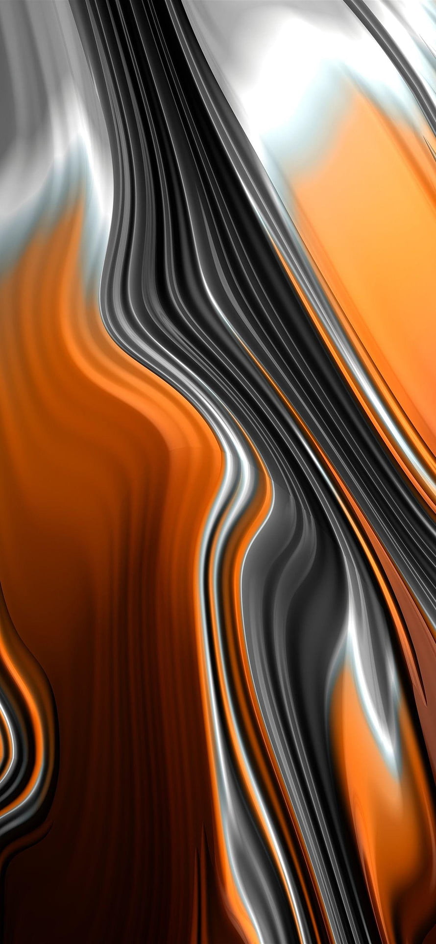 Orange and Black Abstract Flowing Lines Digital Art Wallpaper HD phone wallpaper