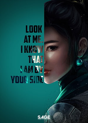 Sage Valorant Agent Portrait with Motivational Quote on Teal Background HD phone wallpaper