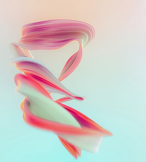Pastel Pink and Mint Abstract 3D Ribbon Sculpture on Soft Gradient Background HD phone wallpaper