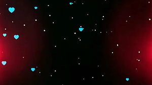 Dark red and black background with floating cyan hearts and white snow particles HD wallpaper