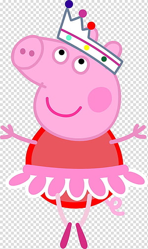 Peppa Pig Princess Dress and Crown Cartoon Illustration on Transparent Background HD phone wallpaper