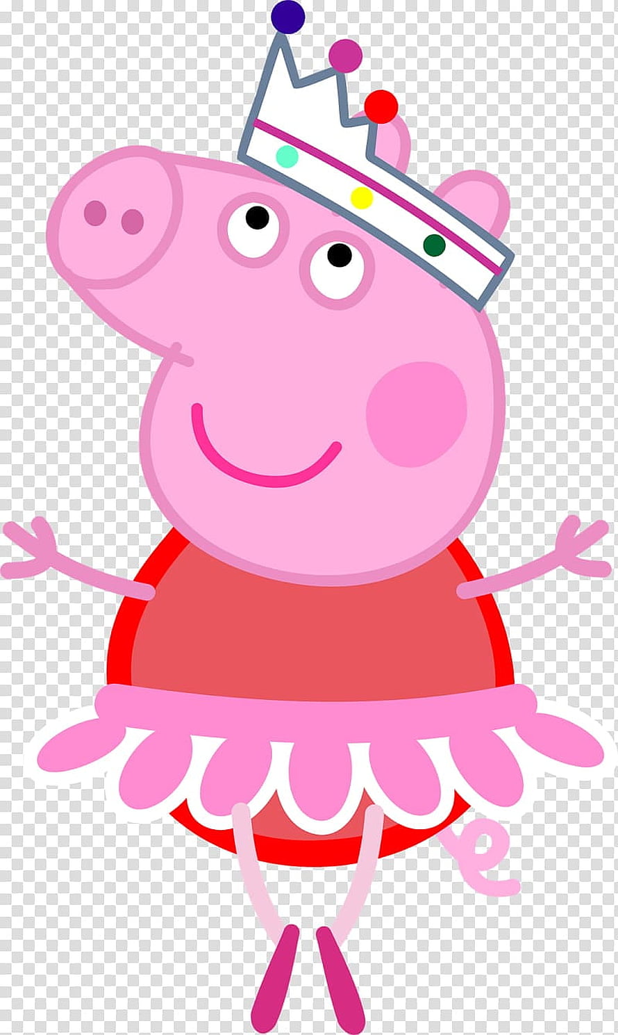 Peppa Pig Princess Dress and Crown Cartoon Illustration on Transparent Background HD phone wallpaper