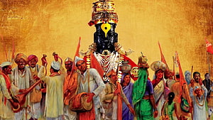Vithal Mauli Deity Procession with Devotees and Traditional Music HD wallpaper