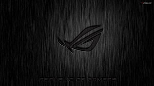 Asus ROG Republic of Gamers Logo on Dark Brushed Metal Background HD wallpaper
