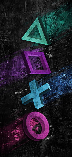 PlayStation Controller Buttons on Dark Grunge Background HD phone wallpaper