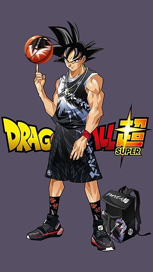 Dragon Ball Super Black Goku in Streetwear Basketball Outfit with Spinning Ball HD phone wallpaper