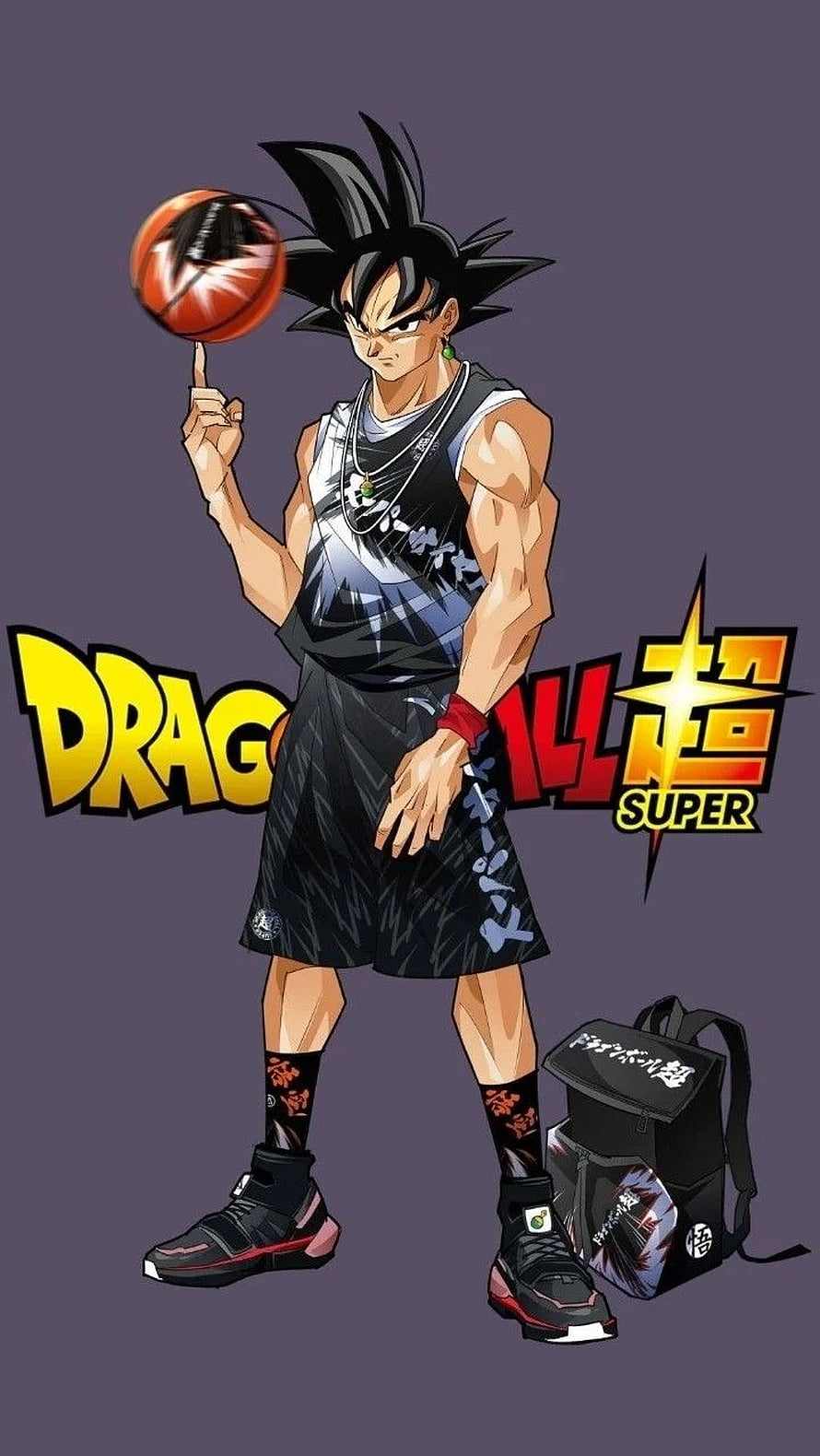 Dragon Ball Super Black Goku in Streetwear Basketball Outfit with Spinning Ball HD phone wallpaper