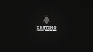 Minimalist Software Testing Concept with Bug Icon and Motivational Quote on Dark Background HD wallpaper