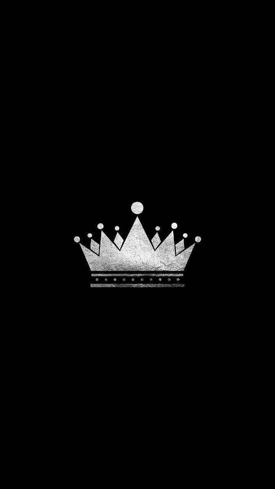 Minimalist Silver Crown Icon on Black Background HD phone wallpaper