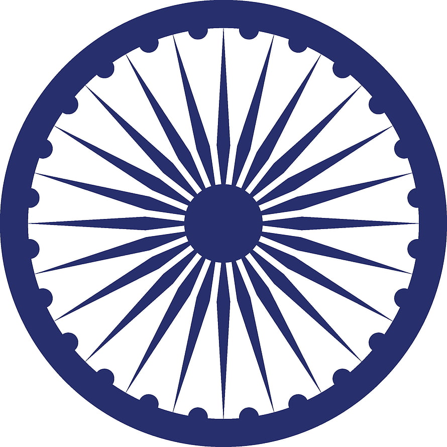 Ashoka Chakra National Emblem Symbol in Deep Navy Blue on White Background HD phone wallpaper