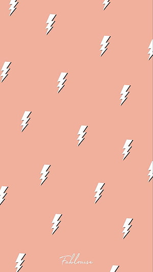 Minimalist White Lightning Bolt Pattern on Soft Peach Background HD phone wallpaper