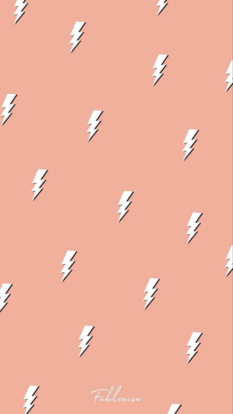 Minimalist White Lightning Bolt Pattern on Soft Peach Background HD phone wallpaper