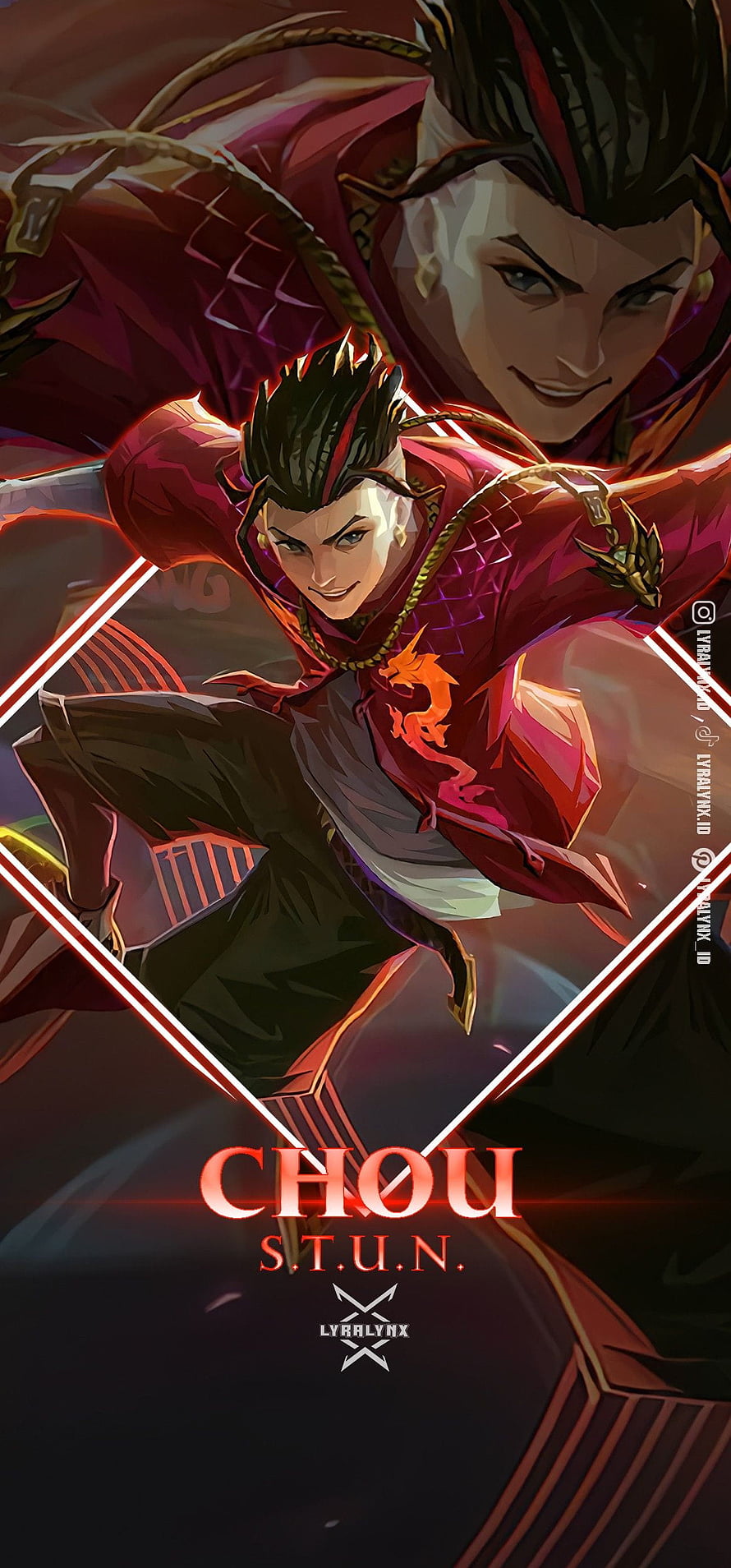 Chou S.T.U.N. Character Artwork in Red Dragon Attire HD phone wallpaper