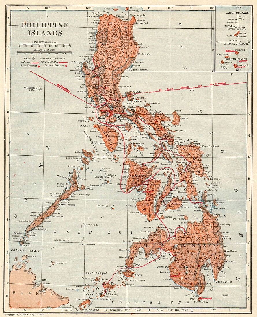 Vintage 1925 Antique Map of the Philippine Islands with Provincial Boundaries HD phone wallpaper