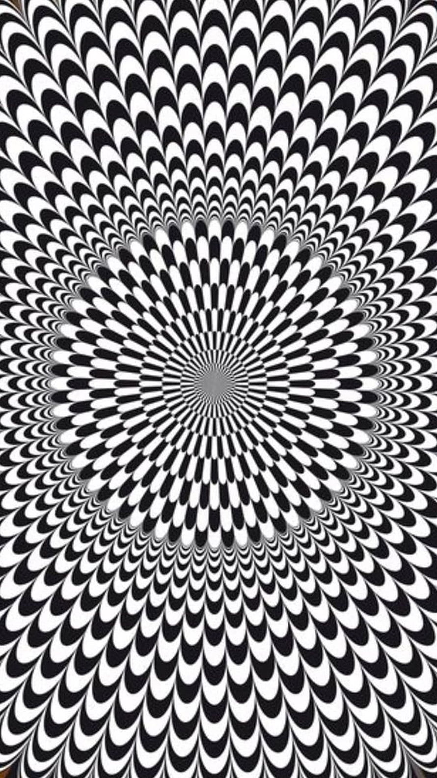Hypnotic Black and White Radial Optical Illusion Pattern with Mesmerizing Depth Effect HD phone wallpaper