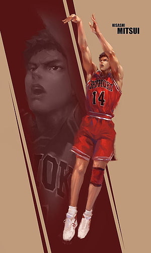 Hisashi Mitsui Slam Dunk Shohoku Basketball Player Digital Art HD phone wallpaper