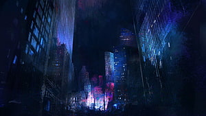 Vampire The Masquerade Dark Urban Alleyway with Neon City Lights and Rain HD wallpaper